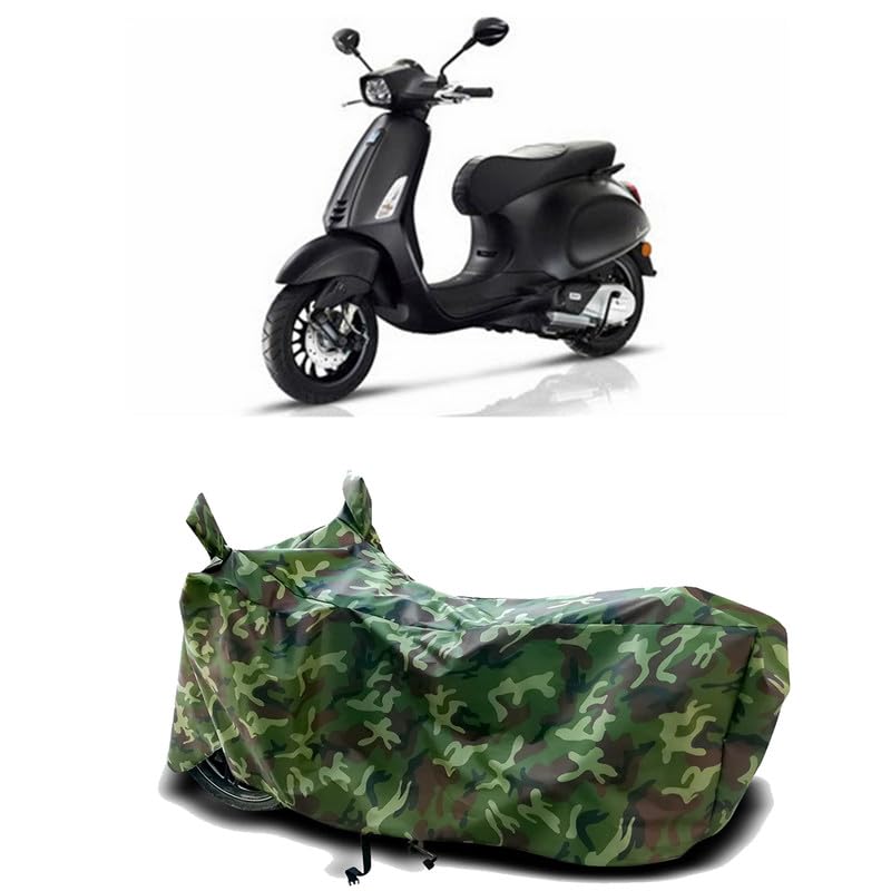 Image of DUFFEL-100% Heat Protection Two Wheeler Bike /Scooty Body Cover for Vespa Notte Water Resistance /UV-Rays /Birds Dropping /Scratchproof /Dust Proof /Waterproof[Green Jungle Print]