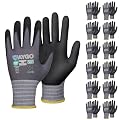 KAYGO Safety Work Gloves MicroFoam Nitrile Coated, 12 Pairs KG18NB,Seamless Knit Nylon Glove for Men and Women, Ideal for Automotive,Warehouse,Construction (Large,Gray)