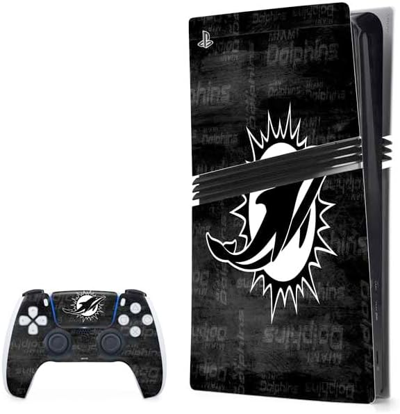 Skinit Decal Gaming Skin Compatible with PS5 Pro Bundle - Officially Licensed NFL Miami Dolphins Team Motto Design