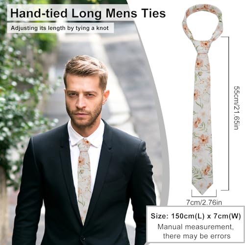 Image of Luckyvestir Mens Ties, Sage /Dusty Blue /Pink Floral Ties for Men, 2.76 inch Cotton Flower Necktie for Wedding /Groomsmen /Party