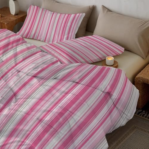 Housse de couette 240x260 rose avec fermeture éclair pratique - 4