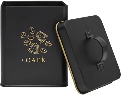 Cook Concept, BT6811 Elegant Metal Coffee Storage Box, Chic and Modern Design, Airtight for Optimal Freshness, Ideal for Various Foods, Black and Gold, 1L