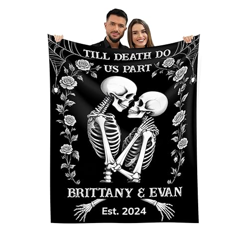Personalized Blanket For Couple Halloween With Names and Date, Couple