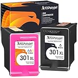 ATOPolyjet 301 XL für HP 301 Druckerpatronen Multipack Schwarz Farbe, ATOPolyjet Patronen kompatibel für HP Envy 4500 5530 4504 DeskJet 2544 2540 1510 1050 J410 OfficeJet 4630 4632 Drucker (2er-Pack)