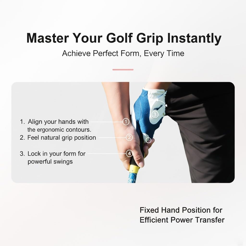 Golf Beginner Swing Fix 3-Piece Set - Wrist Corrector, Hand Grip Trainer & Arm Alignment Strap for New Golfers, Good Gift