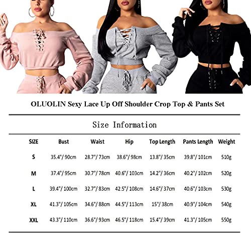 Buy OLUOLIN Women Sexy Long Sleeve Two Pieces Outfits Tracksuit Lace Up