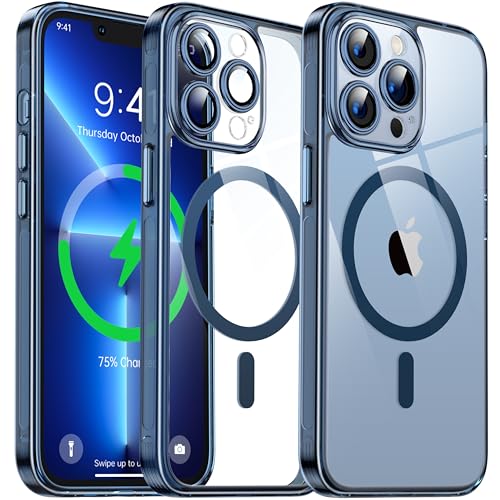Coque Magnétique iPhone 13 Pro Transparente Haute Résistance Bleue