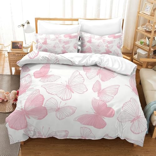 Parure de lit papillon 135x200 housse couette 3D douce - 3