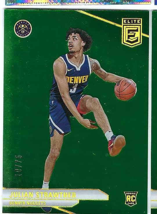JULIAN STRAWTHER 2023-24 Panini Elite #220 NEON GREEN PARALLEL Rookie Card RC #10 of only 75 Made! Denver Nuggets Basketball