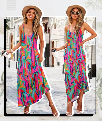 Image of Wolddress Womens Maxi Dress with Pockets 2026 Casual Strap Plus Size Loose Plain Long Office Summer Beach Travel Dresses S-5X