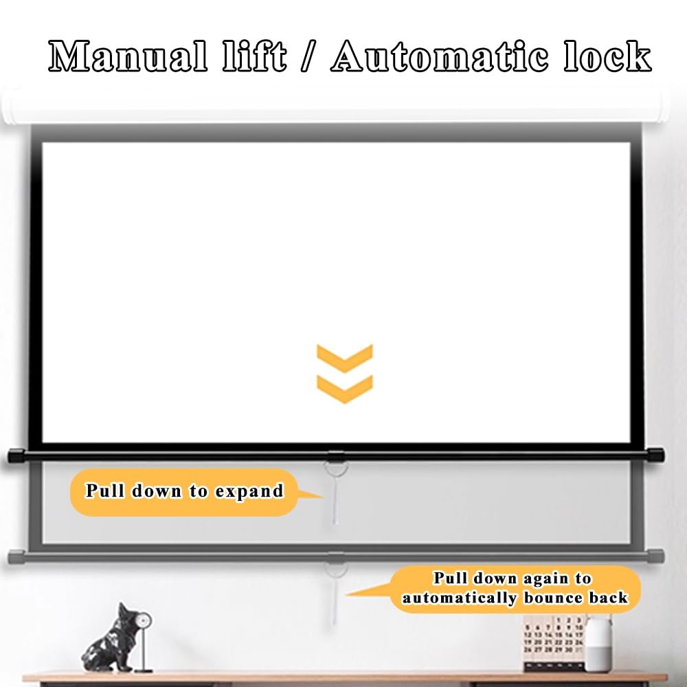 Telo Proiettore 60 Pollici Schermo Proiettore Manuale Schermo Di Proiezione Avvolgibile, Telo Videoproiettore Per Riunioni Home Cinema(60inch (4:3))