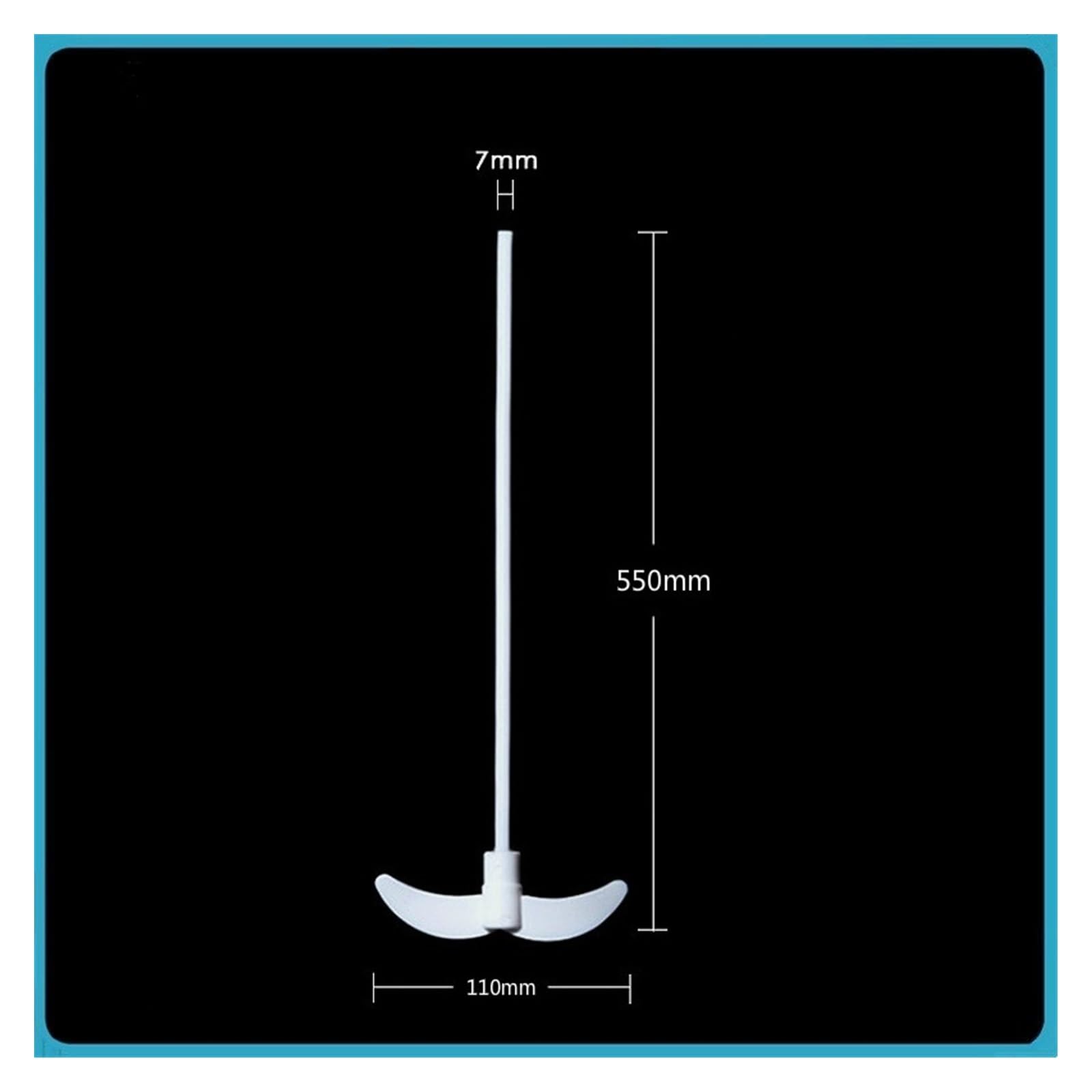 Agitador centrífugo PTFE Barra de agitación para eje de mezcla de media a alta velocidad, longitud de 550 mm, diámetro de agitación 110 mm, revestimiento de PTFE, 1/paquete