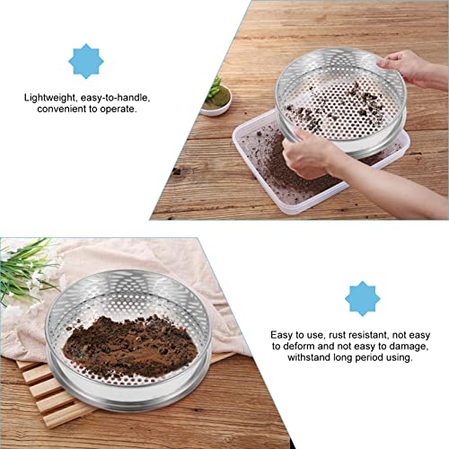 Tamis de jardin rond 20 cm en acier inoxydable pour terre et compost - 5