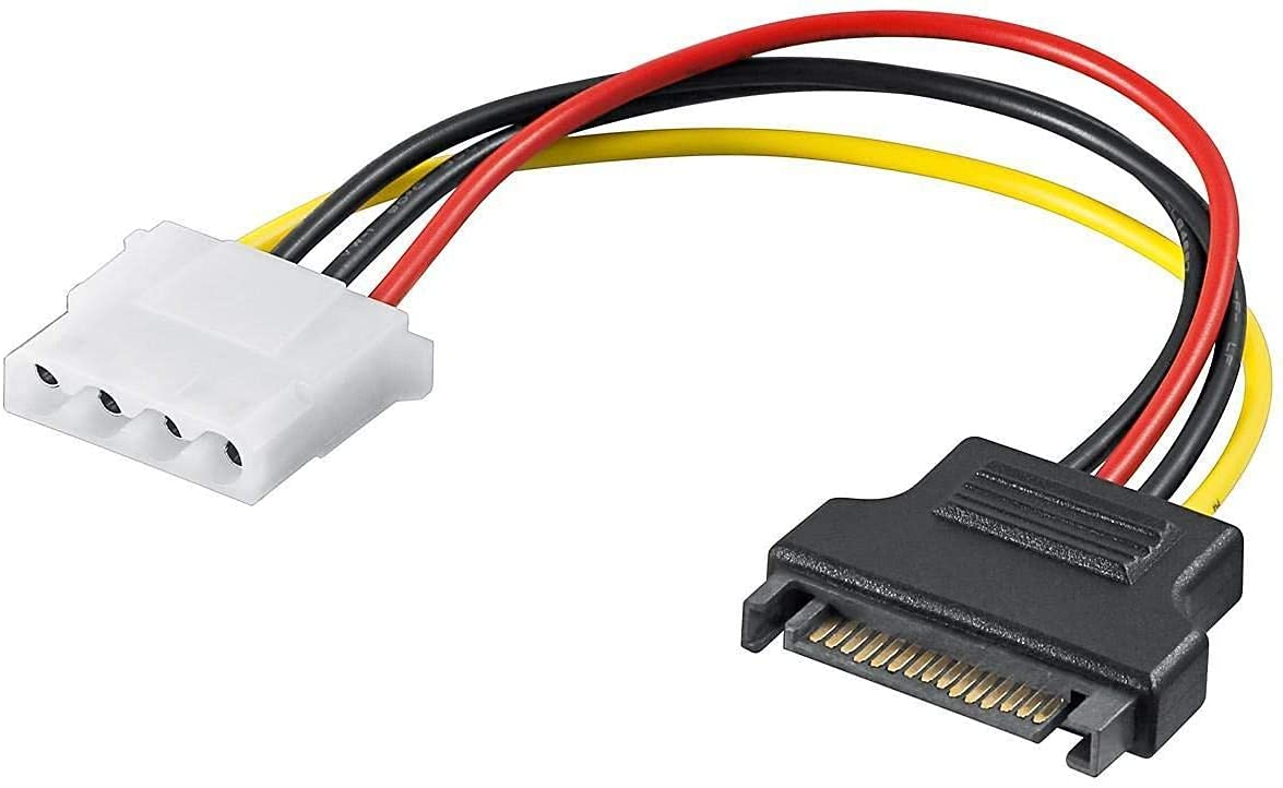 DKURVE® SATA 15 Pin Serial ATA Male to Molex LP4 Female Power Cable IDE 8-inch (1-PACK)