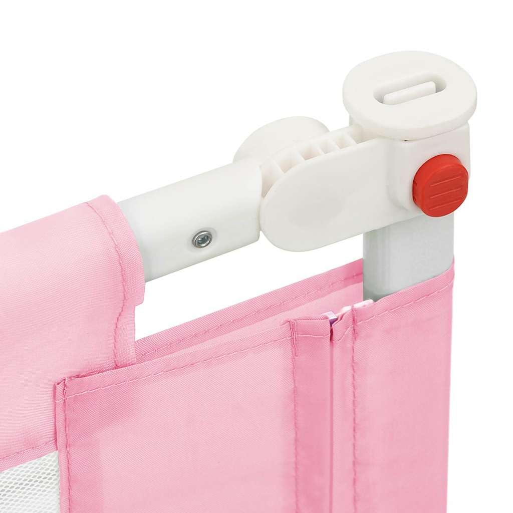 Barrera protectora para cama infantil, color rosa, 200 x 25 cm, tela con altura ajustable, protección anticaída para cuna, barrera de cama para seguridad del bebé en el dormitorio y la