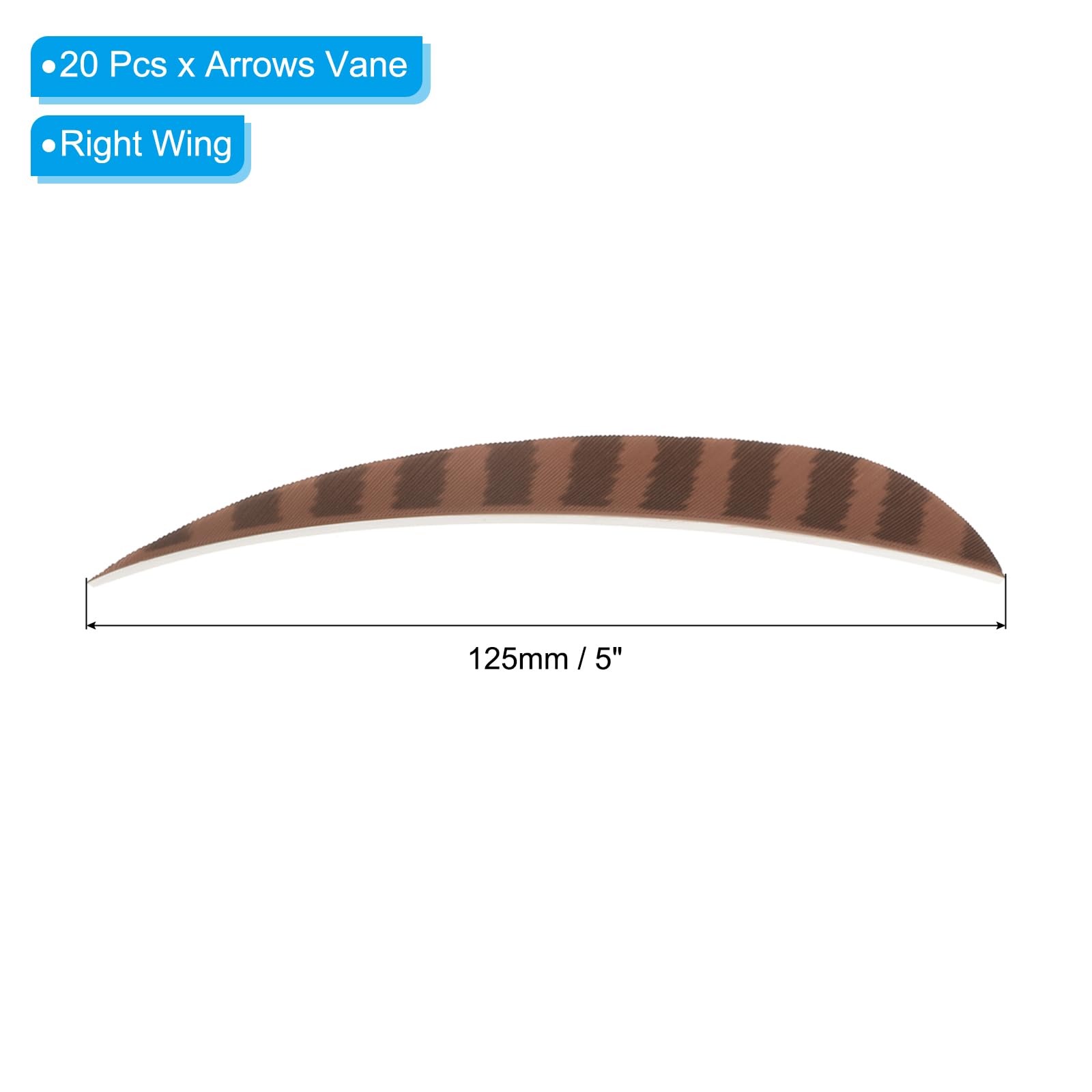 PATIKIL Shield Cut Vanes, 20 Pack 5 Inch Arrow Fletch Turkey Feather Fletch Right Wing Fletching for DIY Target Shooting Brown - Image 2