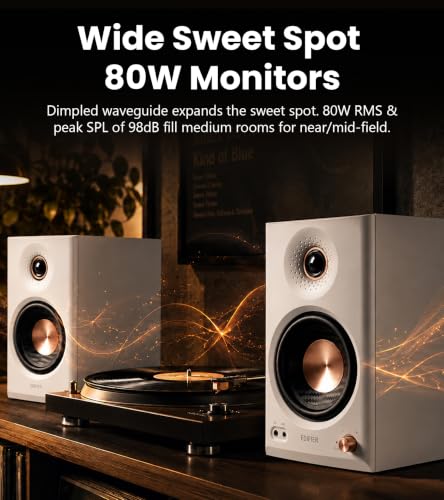 Edifier MR4.5 Bi-Amped Studio Monitor, 80W RMS Bookshelf Speakers - White - Image 4