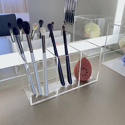 Porta organizador de pincel de maquiagem simples de acrílico transparente