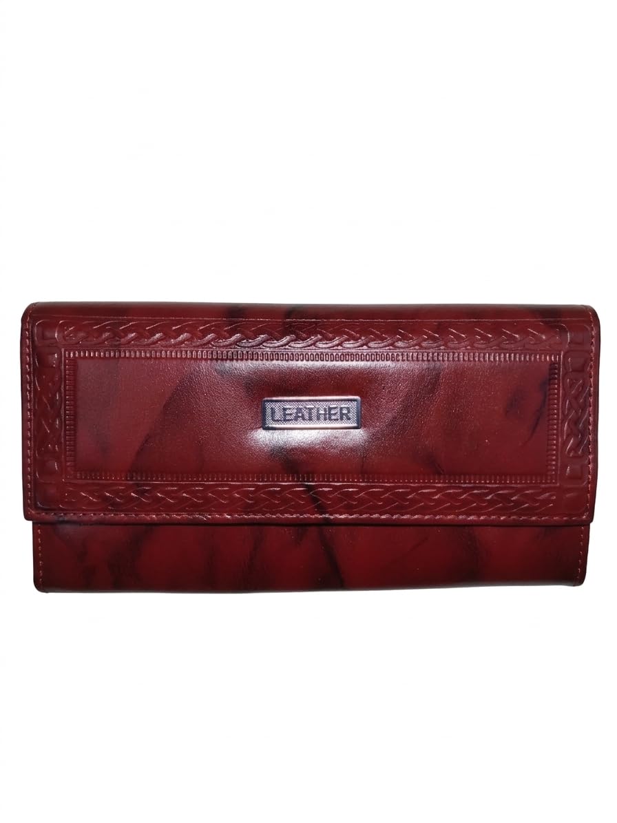 Leather Wrist Wallet for Women, Maroon, Multi Pocket with Card Holder, Genuine Leather-picture-12
