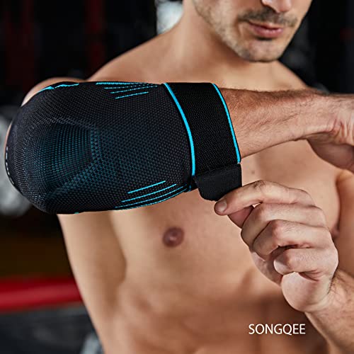 SONGQEE Elbow Support for Men Tennis Support Strap Brace Compression Sleeves for Weightlifting Gym, Sports Protection - Image 4