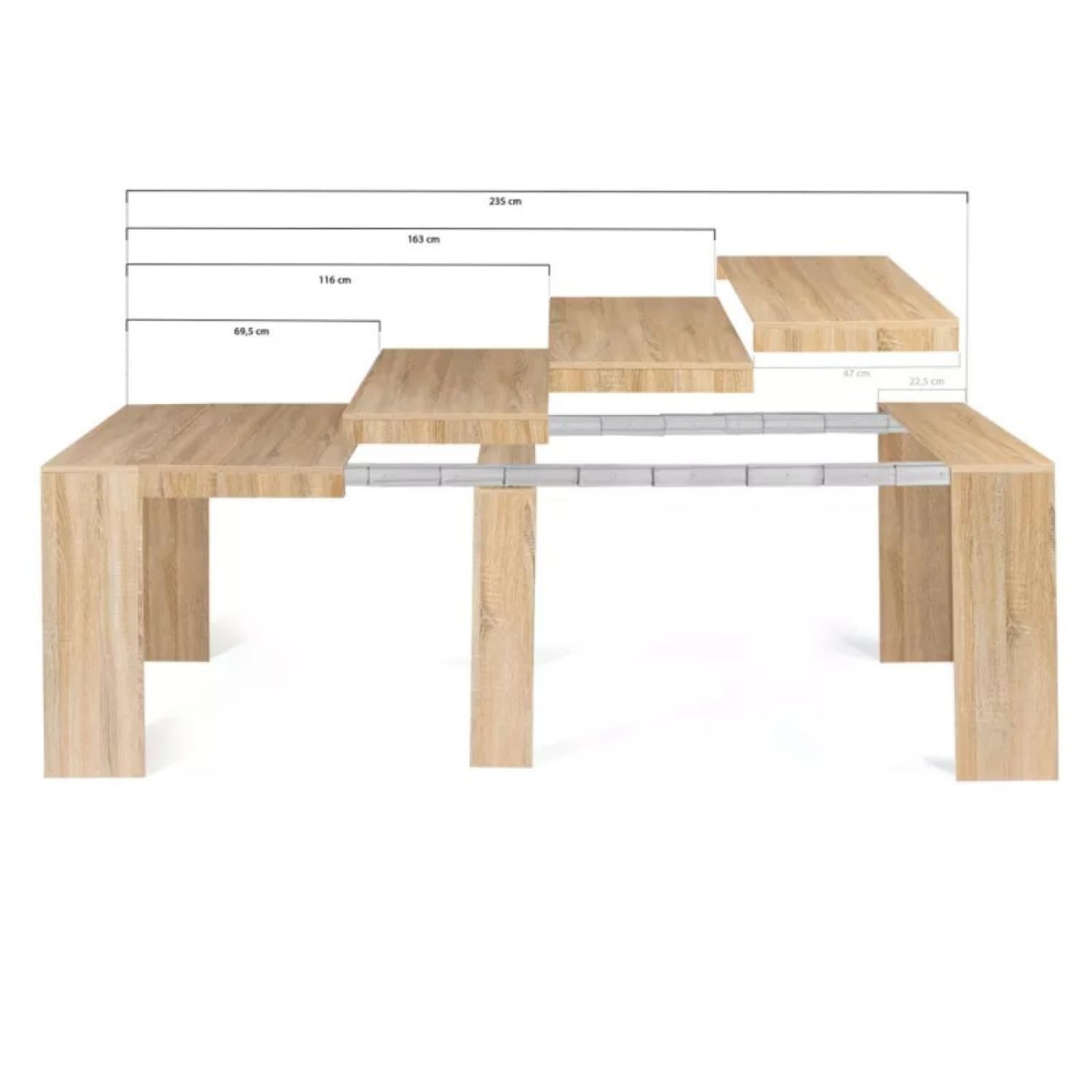 Table Console Extensible BELLI En Bois – De 75 Cm à 3 M – 10 Places – Design élégant – Montage Facile – Idéale Salon/salle à Manger
