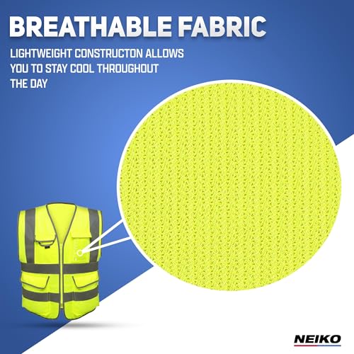 Image of NEIKO High Visibility Safety Vest ANSI Class 2, 7 Pockets
