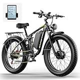 E Bikes for Men, 2000W Dual Motor Fat Tire Electric Bike, 23AH 1104WH 35MPH Fastest Ebike, 26” Full Suspension 90 Miles, Dual Hydraulic Disc Brake 7 Speed Electric Bicycle Moped 330LBS 40°Uphill