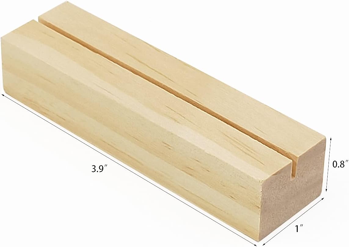 20 Pack Wood Sign Holder - Wooden Menu Stand & Photo Stand with Small Wooden Base