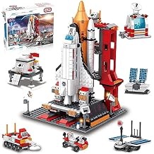 Sitodier Space Exploration Shuttle Toys for 8-12 and 8-14 Years Boys Kids, 1008pcs 7 Models Aerospace Building Set with Heavy Transport Rocket and Launcher, Educational Construction Toy