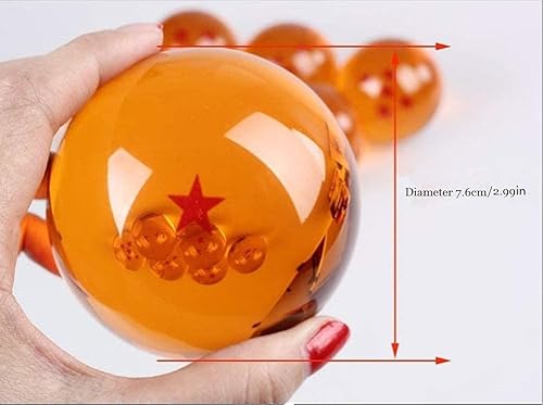 Miniatura 3 de Bolas de estrellas de cristal medianas coleccionables Dragon Ball (2.992 in de diámetro) (n.º 2), naranja
