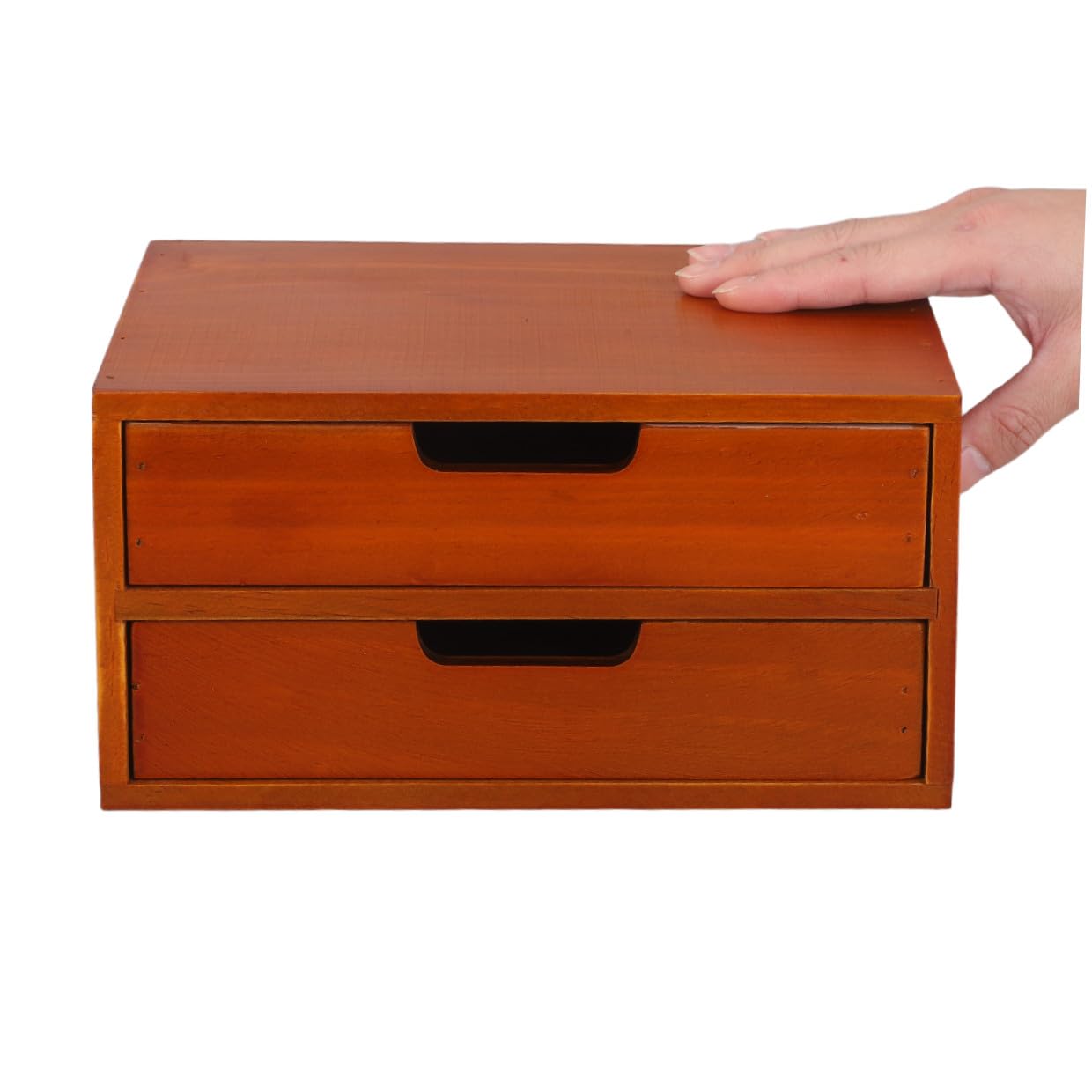 Holzschrank mit Schubladen 2-fach Braun für Schreibtisch | Rustikaler Vintage Look, Doppellagige Ausführung, Viel Stauraum für Bastelbedarf und Zuhause