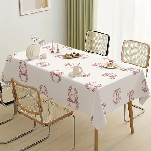 �e�[�u���N���X ���� �h�����H �������ȒP table cloth �k�� �}������ �z���C�g�n�ɐԂ��J�j�̃C���X�g�v�����g �V���v���őu�₩�ȃf�U�C�� �ϋv ����h�~ ����ɂ��� �ƒ�p �Ɩ��p �p�[�e�B�[�p (55in×71in/140*180cm,W