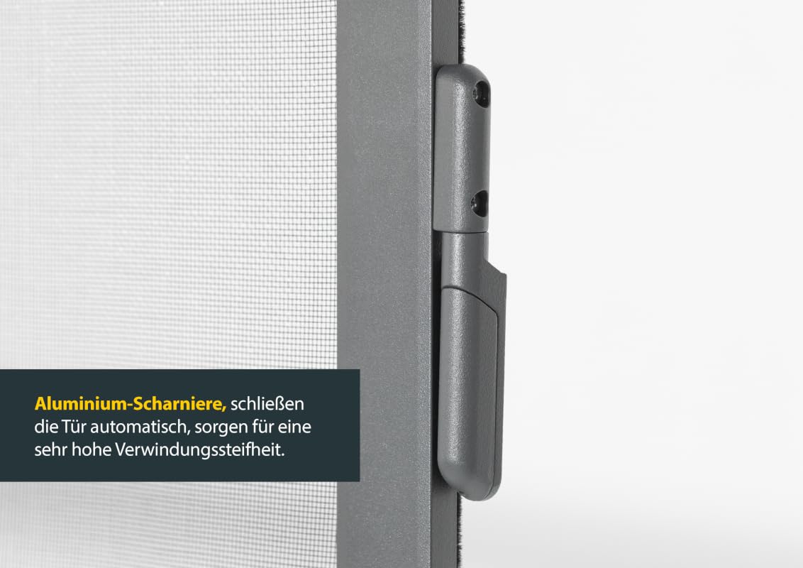 Schellenberg 70094 Fliegengitter Balkontür, Insektenschutz Tür Premium, Aluminium Rahmen, Fiberglas-Gewebe, 100 x 215 cm, anthrazit