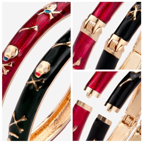 wynameleri Vintage Cloisonne Jewelry Handcrafted Skull Enameled Rose Gold Hinged Cuff Bracelet Bangles Gifts4