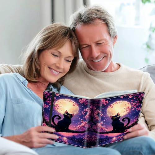 Image of Photo Album 4x6 120 Photos with Strong Elastic Band, Full Moon Black Cat