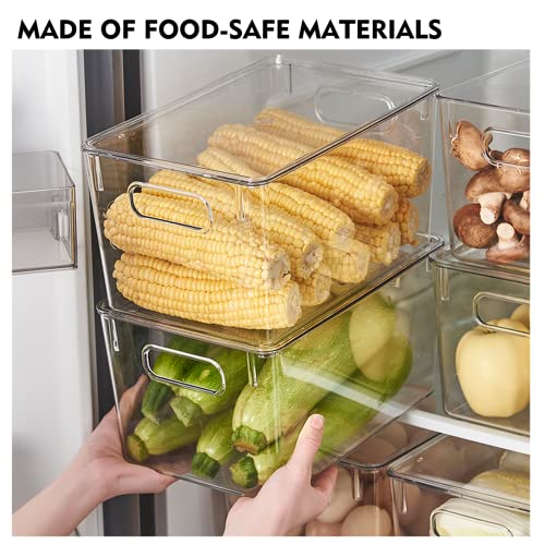 10 Pack Refrigerator Organizer Bins with Lids, Clear Plastic Organizer Bins for Freezer, Kitchen, Cabinets, Pantry Organization and Storage - Plastic Household Storage Containers, 4 Different Sizes - Thumbnail 4