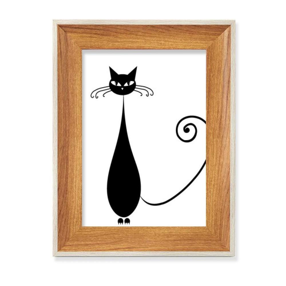 Tableau art chat noir et cadre en bois de qualité supérieure