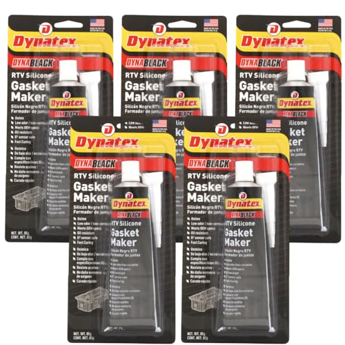 Image of Dynatex DynaBlack RTV Silicone Gasket Maker 85g Tube - 500F High Temperature, Sensor Safe, Low Odor, and Non-Corrosive Silicone Sealing Compound Made in the USA (5-Pack)