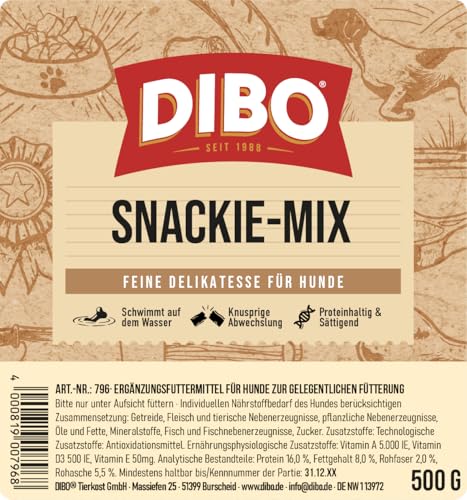 Snackie-Mix, 500g-Beutel, Backwaren als gesunde, natürliche Ernährung für Hunde von DIBO, Hundefutter, Barf, B.A.R.F., Leckerli, Hundekekse