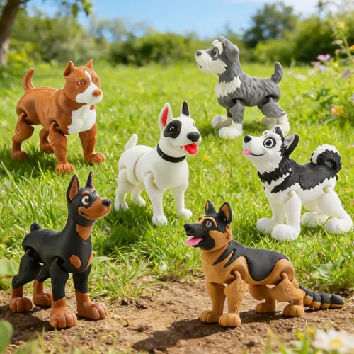 VDEZX 6PCS 3D Printed Dogs Toys, 3-5" Realistic 3D Printed Animals Figures — view 6
