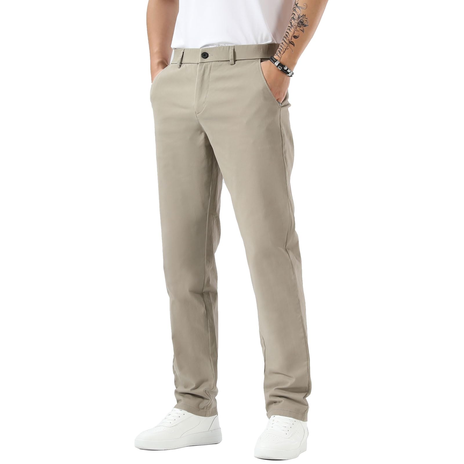 Plaid Plain Mens Slim Fit Khaki Pants Mens Tapered Chino Pants