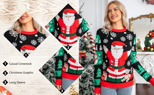 Image of PECHAR Christmas Tree Sweatshirts Women Pine Tree Print Shirts Nature Lover Gift Casual Tee Long Sleeve Xmas Pullover