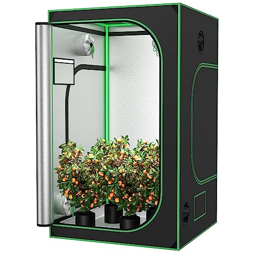 JupiterForce 4x4 Grow Tent with Observation Window and Floor Tray, Mylar Hydroponic Reflective Lightproof Growing Room for Home, Plant Growing, Black, 48'x 48'x 80'