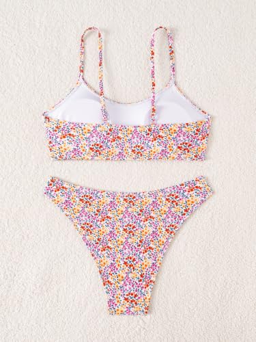 Image of Fanuerg Women's Ribbed Bikini Sets Scoop Neck Cheeky Swimsuit Textured Two Piece Bathing Suit