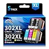 302XL – Paquete de 5 cartuchos de tinta remanufacturados 302 para Epson T302XL T 302 XL 302 XL 302 compatible con Expression Premium XP-6000 XP-6100 XP6000 XP6100 (paquete de 5)