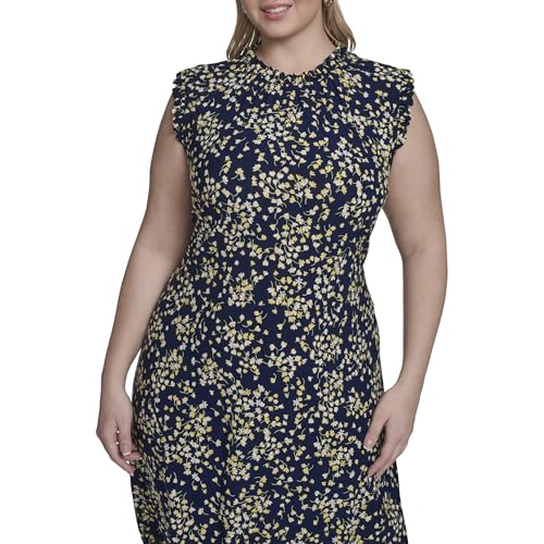 Image of Tommy Hilfiger Women's Sleeveless Ruffle Neck Jersey Dress