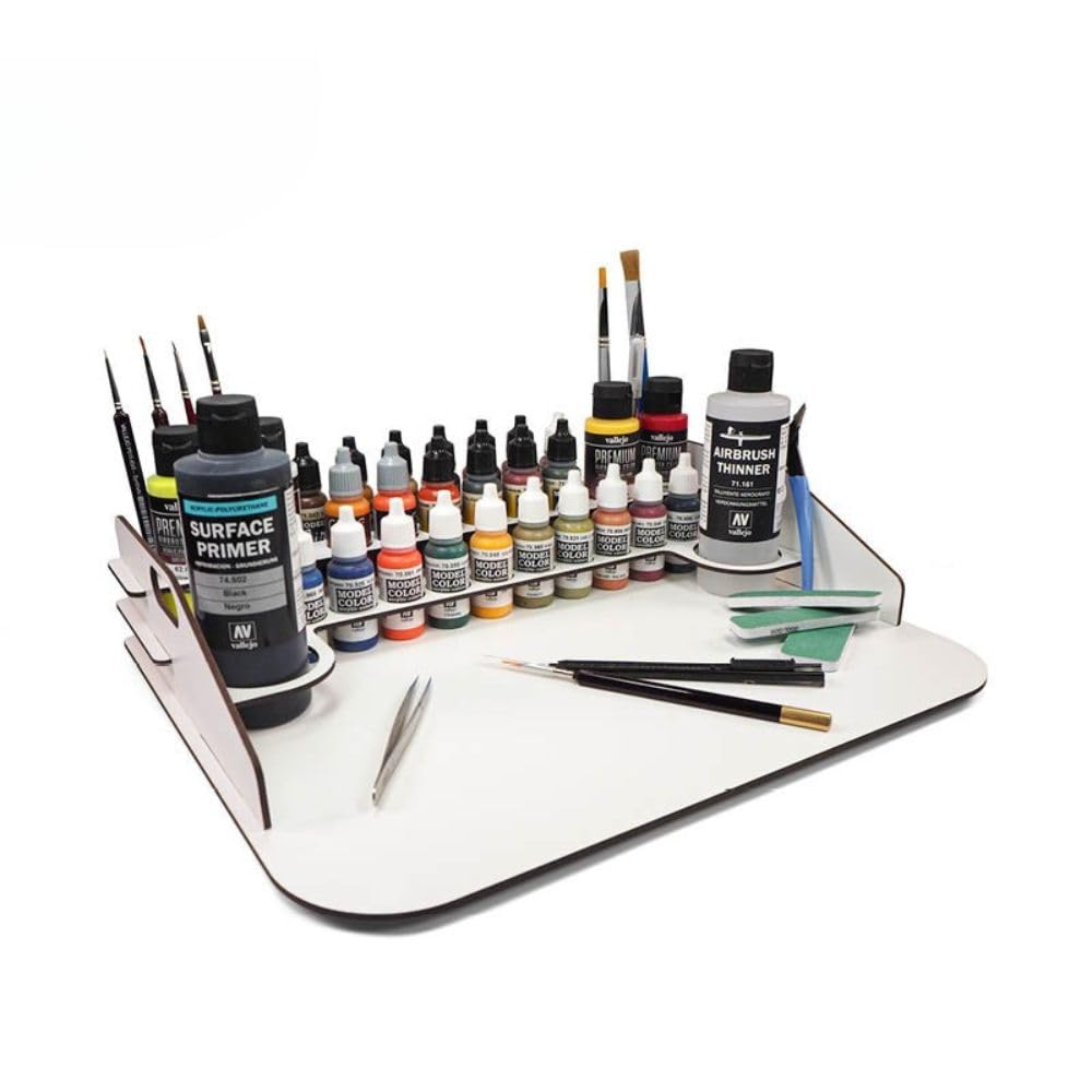 Vallejo Organizador Pinturas Modelismo 26011, Estación De Trabajo. Painting Station Para Soporte Pintura Miniaturas Y Ejércitos Warhammer, Multicolor 40 X 30 X 8.5 Cm