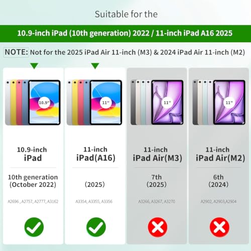 Image of ProElite for Apple iPad (A16) 11th /10th Generation (2025 /2022) Cover, 360 Degree Rotatable Smart Flip Cover for Apple iPad 11th /10th Gen, Transparent Back case Cover with Pencil Holder, Black