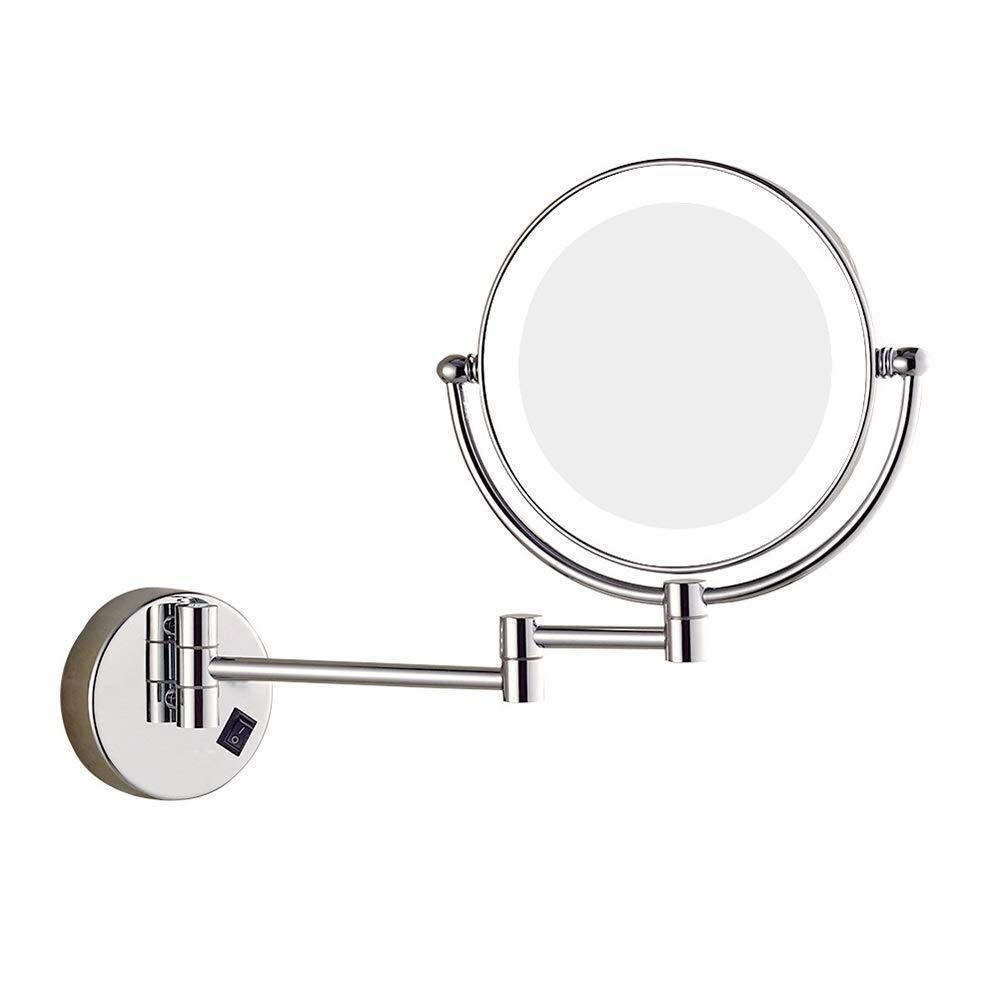 Miroir de maquillage éclairé mural avec verre grossissant 7X pliable