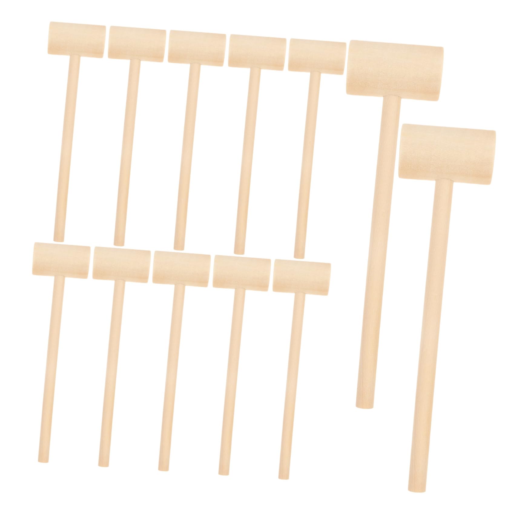 iplusmile 12 Pieces Mini Wooden Hammer for Girls Fun Wooden Toy and Solid Mallet for Skill Development and Hand Coordination